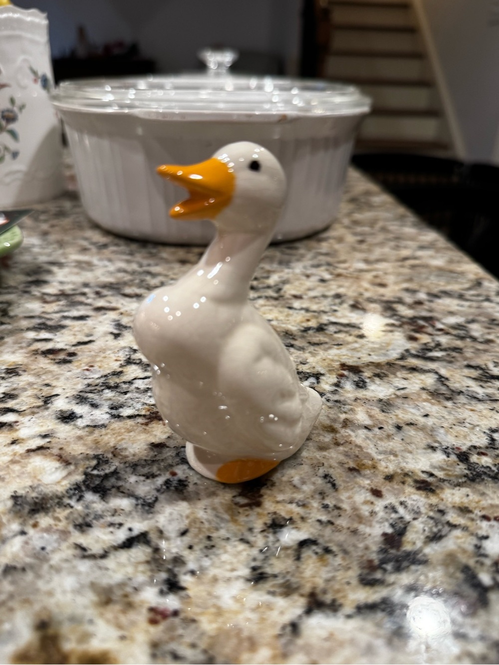Ceramic Duck Figurine - White with Yellow Beak and Feet